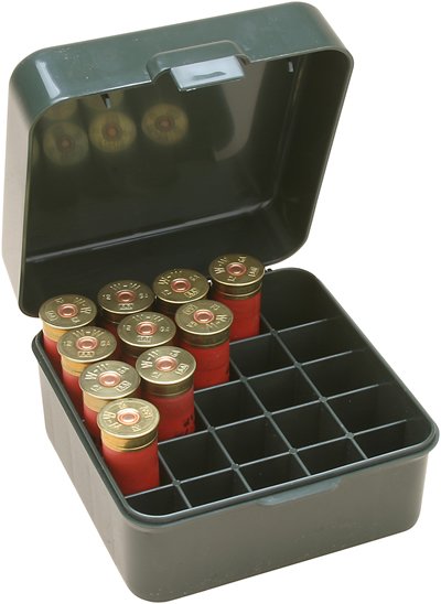 Кейс MTM Dual Gauge Shotshell Case универсальный на 25 патронов 12/16/20 кал, цвет: зеленый