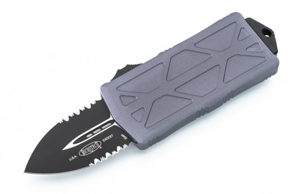 Нож Microtech Exocet Black Blade DS, серрейтор ц:gray