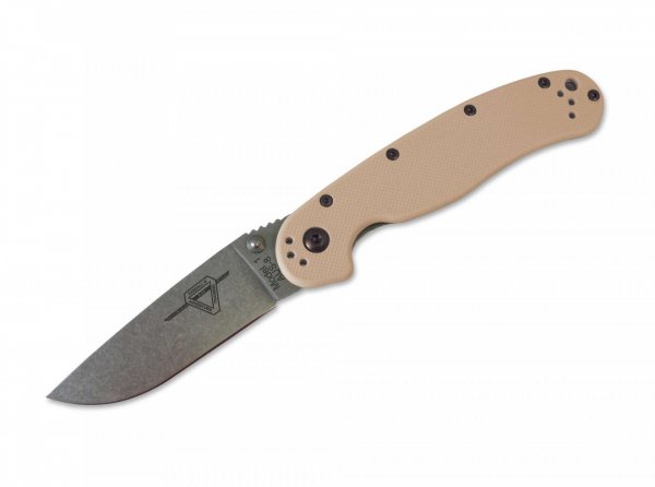 Нож Ontario RAT Folder 1, Desert Tan, Stonewash клинок