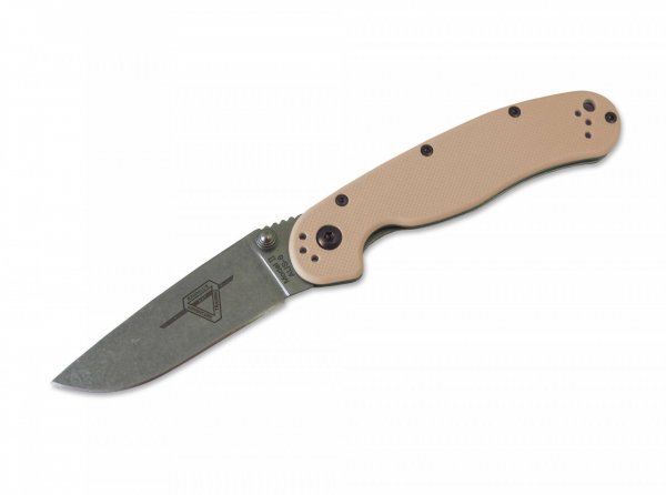Нож Ontario RAT II Folder, Desert Tan, Stonewash клинок