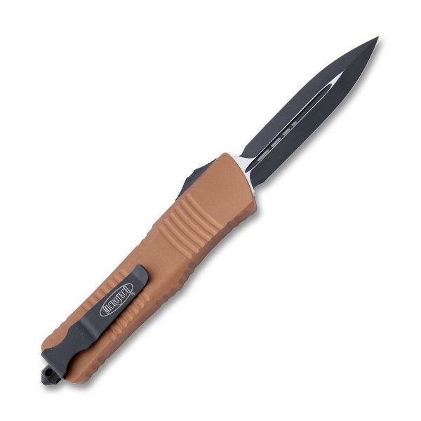 Нож Microtech Combat Troodon Double Edge Black Blade. Цвет: tan