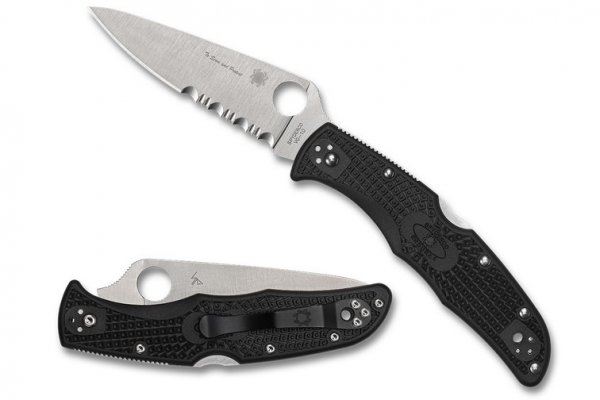 Нож Spyderco Endura 4, Thin Blue Line, полусеррейтор