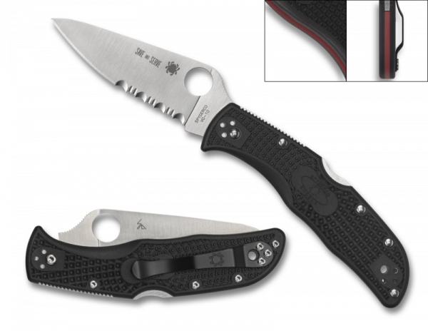 Нож Spyderco Endela 4, Thin Red Line, полусеррейтор