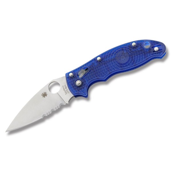 Нож Spyderco Manix 2 Blue, полусеррейтор
