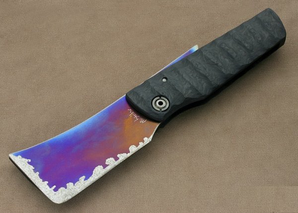 Нож Mick Strider Custom Knife Titanium Laminated Carbon Fiber Friction Folder