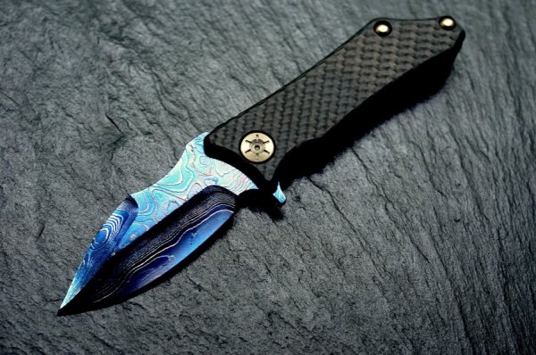 Ніж Marfione and Guardian Tactical Exilis, Blue Damascus, Carbon