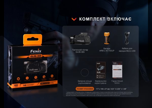 Ліхтар до пістолета Fenix GL06-365